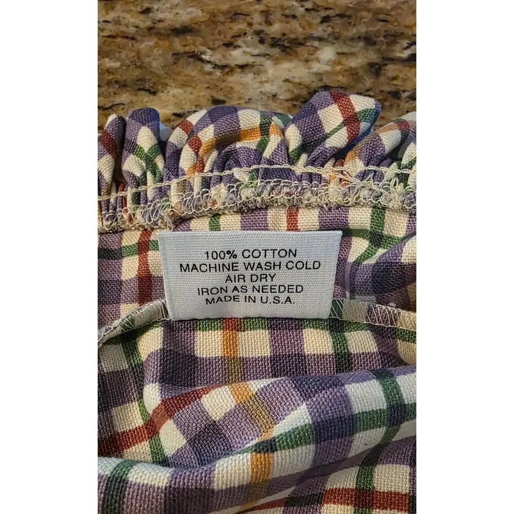 Longaberger Blueberry Plaid Rectangle Picnic‎ Basket Liner Only